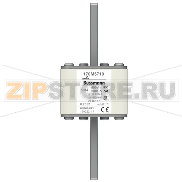 Предохранитель, 500 A, AC 690 В, 200 кА, size 2, 61x77x135 мм, aR, IEC UL Eaton FUSE 500A 690V 