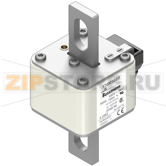 Предохранитель, 500 A, AC 690 В, 200 кА, size 2, 61x77x135 мм, aR, IEC UL Eaton FUSE 500A 690V 