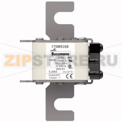 Предохранитель, 400 A, AC 690 В, 200 кА, size 2, 61x77x126 мм, aR, IEC UL Eaton FUSE 400A 690V 