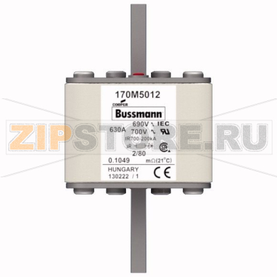 Предохранитель, 630 A, AC 690 В, 200 кА, 2, 61x61x108 мм, aR, DIN, IEC Eaton FUSE 630A 690V 2/8 