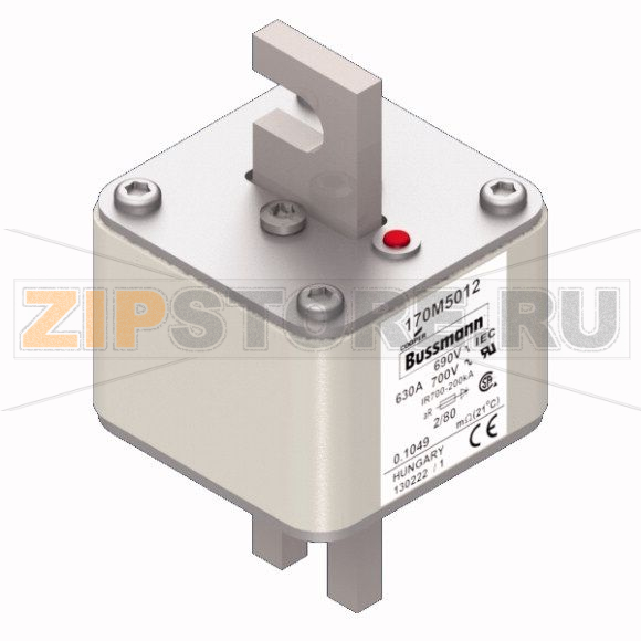 Предохранитель, 630 A, AC 690 В, 200 кА, 2, 61x61x108 мм, aR, DIN, IEC Eaton FUSE 630A 690V 2/8 