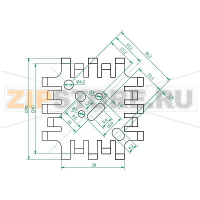Радиатор 8 К/Вт, 45x45x12.7 мм, TO-3, TO-55, SOT-9, SOT-32, TO-220 Fischer Elektronik 