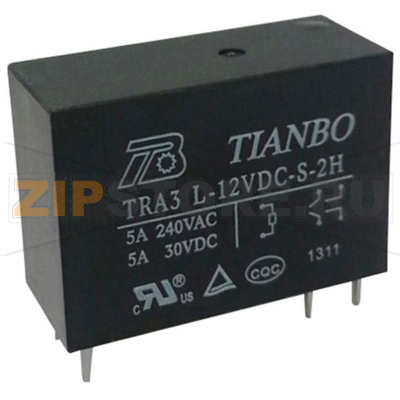 Реле электромагнитное 12 В/DC, 8 А, 1 шт Tianbo TRA3 L-12VDC-S-2H 