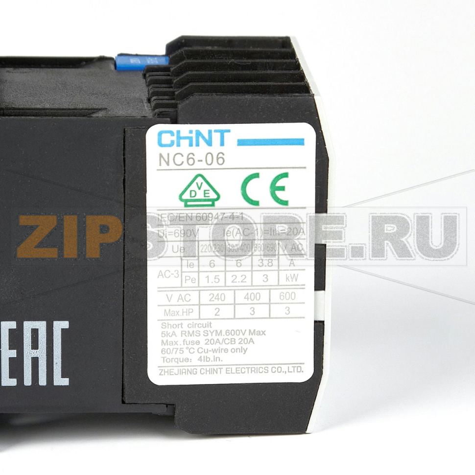 Контактор 6 А, 2.2 кВт, 230 В, 50 Гц, 1НЗ Chint NC6-0601 