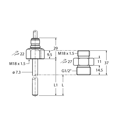 Датчик контроля потока Turck FP100-300L-30-NA-2M 