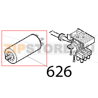 Condensatore 8 uF, codolo M8 Sirman Mirra 220 Condensatore 8 uF, codolo M8 Sirman Mirra 220Запчасть на деталировке под номером: 626