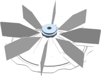 KIT FAN D195 H40 8 BLADES NUT M8