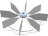 KIT FAN D195 H40 8 BLADES NUT M8