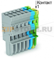 1-проводниковая розетка; 4 mm; 8-пол.; 4,00 mm; серые, синие, желто-зеленые Wago 769-108/000-038