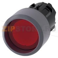 Нажимная кнопка с сигнализацией, 22 мм, кругл., пластмасса с металлическим фронтальным кольцом, цвет: красный, фронтальное кольцо, высок. моментальный контакт Siemens 3SU1031-0CB20-0AA0