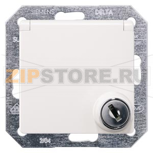 DELTA I-SYSTEM ТИТАНОВО-БЕЛЫЙ РОЗЕТКА SCHUKO 10A DC/16А AC 250В C ЗАЩИТНЫМ КОНТАКТОМ  C ОТКИДЫВАЮЩЕЙСЯ КРЫШКОЙ C БЕЗРЕЗЬБОВЫМИ КОНТАКТНЫМИ ЗАЖИМАМИ  И ЗАМКОМ ЭЛ.-МЕХ. ЧАСТЬ Siemens 5UB1916 