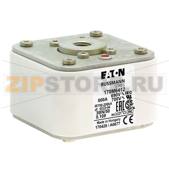Предохранитель, 800 A, AC 690 В, 200 кА, size 3, aR, IEC UL Eaton FUSE 800A 690V 3BN/50 AR UC 