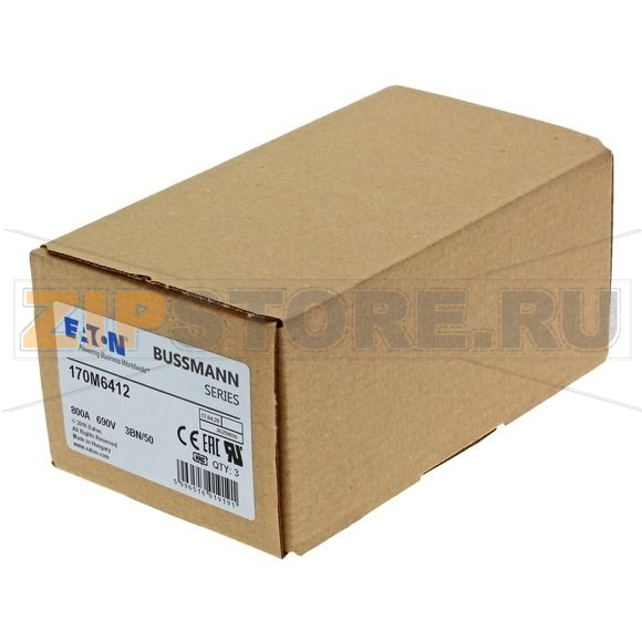 Предохранитель, 800 A, AC 690 В, 200 кА, size 3, aR, IEC UL Eaton FUSE 800A 690V 3BN/50 AR UC 