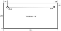 DOOR GLASS FOR OVEN 614x290x5 mm