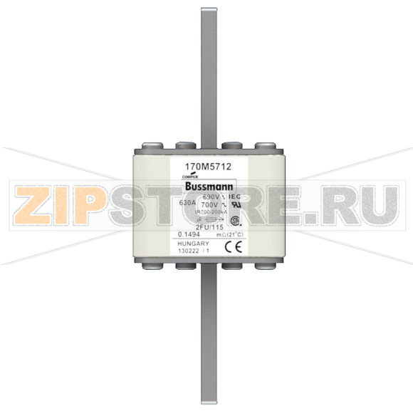 Предохранитель, 630 A, AC 690 В, 200 кА, size 2, 61x77x135 мм, aR, IEC UL Eaton FUSE 630A 690V 