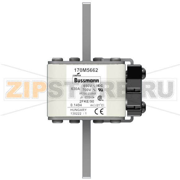 Предохранитель, 630 A, AC 690 В, 200 кА, size 2, 61x77x135 мм, aR, IEC UL Eaton FUSE 630A 690V 