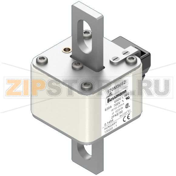 Предохранитель, 630 A, AC 690 В, 200 кА, size 2, 61x77x135 мм, aR, IEC UL Eaton FUSE 630A 690V 