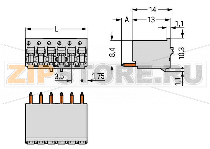 1-conductor THR female header; Вывод под пайку 1 мм O; прямые; 1,5; Шаг контактов 3,5 мм; 3-пол.; светло-серые Wago 2091-1173/200-000 Универсальное соединение для всех типов проводниковПростой монтаж одножильных проводников и многожильных проводников с наконечником путем вставкиПростая в использовании конструкция не требует применения специальных инструментовВозможность выполнения монтажа как в соединенном, так и в разъединенном состоянииВстроенные тестовые порты для тестирования параллельно вводу проводникаПрямые или угловые луженые контакты заводской установки для горизонтального или вертикального монтажа на печатные платы...