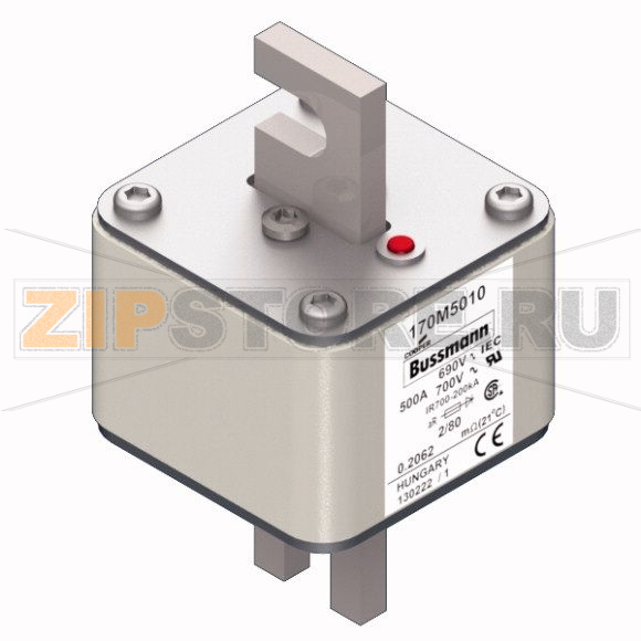 Предохранитель, 500 A, AC 690 В, 200 кА, 2, 61x61x108 мм, aR, DIN, IEC Eaton FUSE 500A 690V 2/8 