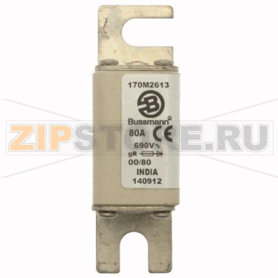 Предохранитель, 80 A, AC 690 В, 200 кА, DIN 00, 30x51x100 мм, gR, DIN, IEC Eaton FUSE 80A 690V 