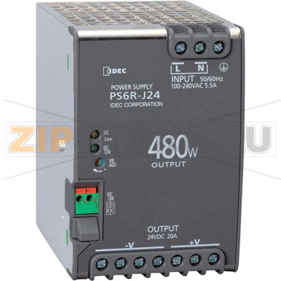 Блок питания на DIN-рейку 24 В, 20 А, 480 Вт, 1 шт IDEC PS6R-J24 