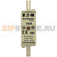 Предохранитель, 100 A, AC 500 В, 120 кА, NH000, gL/gG, IEC Eaton NH FUSE 100AMP 500V SIZE 000 GG MG