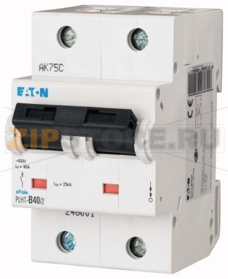 Выключатель автоматический 40А, кривая откл. D, 2 полюса, откл. способ. 25 кА Eaton PLHT-D40/2 