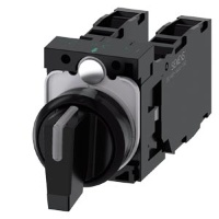 тумблер, с подсветкой, 22 мм, кругл., пластмасса, цвет: черный, рычаг, короткий, 3 положения переключателя O-I-II, с фиксацией, 10:30 ч/12 ч/13:30 ч, с держателем, 1 НО, 1 НО, винтовой зажим Siemens 3SU1100-2BL10-1NA0