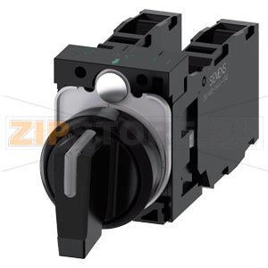 тумблер, с подсветкой, 22 мм, кругл., пластмасса, цвет: черный, рычаг, короткий, 3 положения переключателя O-I-II, с фиксацией, 10:30 ч/12 ч/13:30 ч, с держателем, 1 НО, 1 НО, винтовой зажим Siemens 3SU1100-2BL10-1NA0 