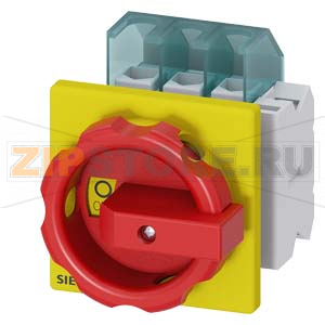 АВАРИЙНЫЙ ГЛАВНЫЙ УПРАВЛЯЮЩИЙ ПЕРЕКЛЮЧАТЕЛЬ 3 ПОЛЮСА IU=25, P/AC-23A AT 400V=9, 5KW 1НO+1НЗ,, ДЛЯ ФРОНТАЛЬНОГО МОНТАЖА, МОНТАЖ ПОСР. 4 ОТВЕРСТИЙ ПОВОРОТНЫЙ ИСП. МЕХАНИЗМ КРАСН\ЖЕЛТ. Siemens 3LD2103-1TP53 