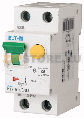 Выключатель автоматический дифференциальный 6/0,3А (AC), 1+N Eaton PFL7-6/1N/B/03 