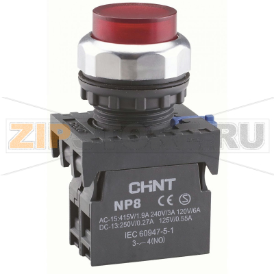 Кнопка управления, 1НЗ, IP65, без подсветки, красная Chint NP8-01GN/4 