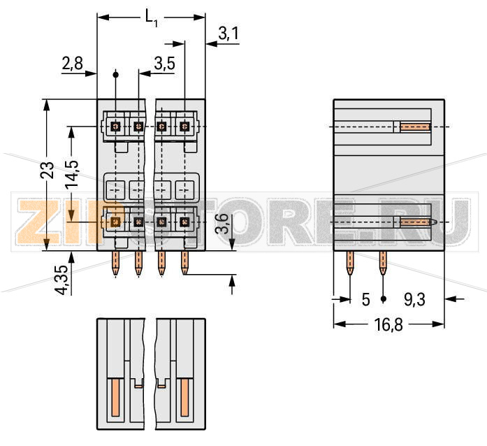 MCS MINI Двухуровневая вилка THT; 1.0 x 1.0 mm solder pin; угловые; 100% защита от неправильного подсоединения; Шаг контактов 3,5 мм; 4-пол.; светло-серые Wago 734-402 Сечение контактов 1 x 1 мм позволяет проводить ток до 10 A100% защита от неправильного подсоединенияВозможны варианты кодировки...