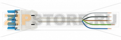 pre-assembled connecting cable; Cca; Socket/open-ended; 5-pole; Cod. I; H05Z1Z1-F 5G 2.5 mm; 6 m; 2,50 mm; blue Wago 771-9385/167-602 Protected against mismating and maintenance-free...