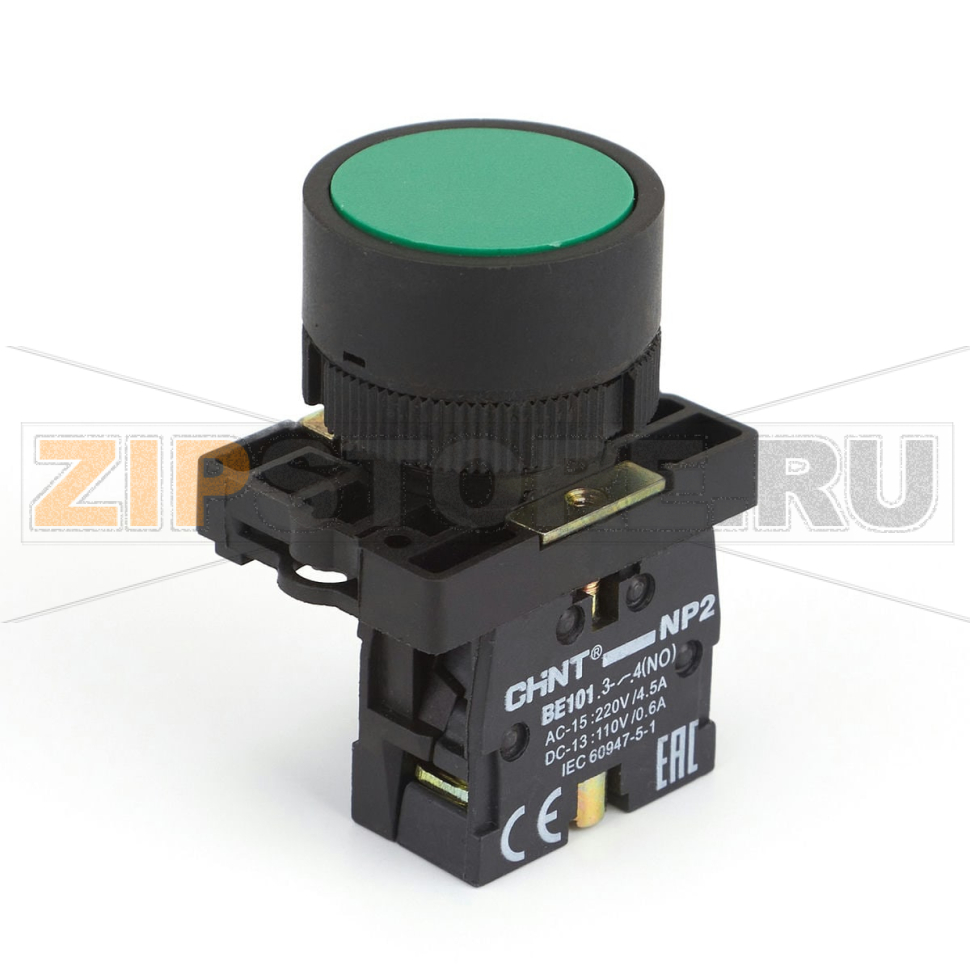 Кнопка управления, 1НО, IP40, без подсветки, зеленая Chint NP2-EA31 