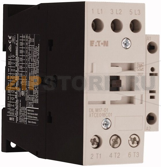 Контактор 18 А, 400В (АС), 1 НЗ доп. контакт, категория AC-3, AC-4 Eaton DILM17-01(400V50HZ, 440V60HZ) 