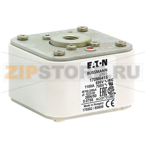 Предохранитель, 1100 A, AC 690 В, 200 кА, size 3, aR, IEC UL Eaton FUSE 1100A 690V 3BN/50 AR UC 