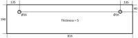DOOR GLASS FOR OVEN 816x190x5 mm