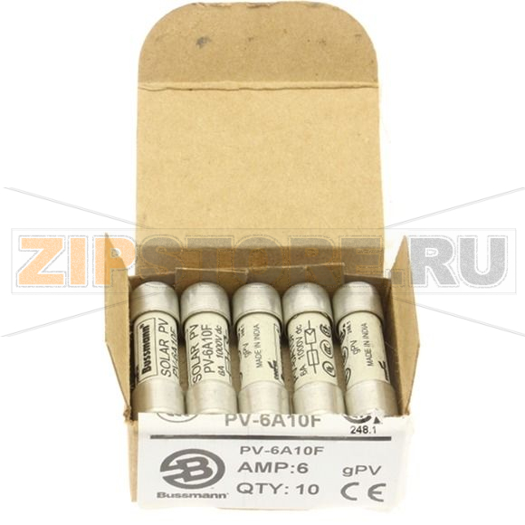 Предохранитель, 6 A, DC 1000 В, 50 кА, IEC 60269-6 type A, 10x38 мм, gPV, IEC Eaton 6AMP 1000V DC 