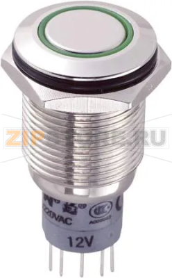 Кнопка антивандальная 250 В/AC, 3 А, 2 x вкл/вкл, без фиксации, IP65, 1 шт TRU Components LAS2GQF-22E/G/12V/N/P 