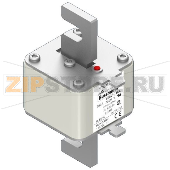 Предохранитель, 700 A, AC 690 В, 200 кА, size 2, 61x61x126 мм, aR, IEC Eaton FUSE 700A 690V 2E/ 