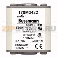 Предохранитель, 450 A, AC 690 В, 200 кА, size 1, 45x59x51 мм, aR, IEC UL Eaton FUSE 450A 690V