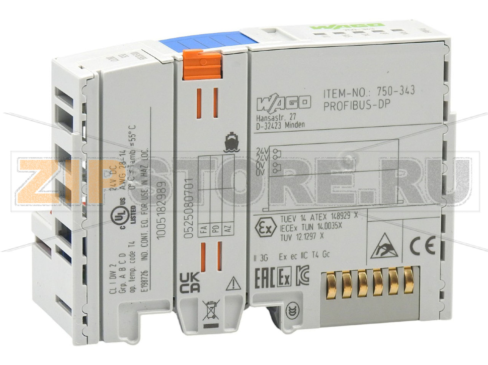 Каплер полевой шины PROFIBUS DP; 12 МБд; ECO; светло-серые Wago 750-343 