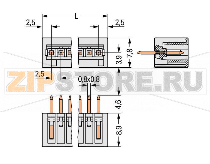 MCS MICRO THT male header; 0.8 x 0.8 mm solder pin; straight; 100% protected against mismating; Pin spacing 2.5 mm; 2-pole; light gray Wago 733-332 100?-процентная защита от неправильного подсоединения, только части с одинаковым количеством полюсов могут быть соединены.Возможны варианты кодировки...
