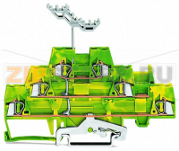 Трехуровневые клеммы; 6-проводные клеммы с заземлением; с нанесением маркировки; внутреннее объединение; для DIN-рейки 35 x 15 и 35 x 7,5; 2,5 мм; CAGE CLAMP®; 2,50 mm; зеленые-желто Wago 280-597