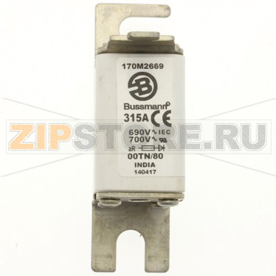 Предохранитель, 315 A, AC 690 В, 200 кА, DIN 00, aR, DIN, IEC Eaton FUSE 315A 690V 00TN/80 AR UR 