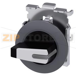 тумблер, с подсветкой, 30 мм, кругл., металл, матовый, цвет: белый, рычаг, короткий, фронтальное кольцо для плоского монтажа, 2 положения переключателя O-I, с фиксацией, угол переключения 90&amp;#176;, 13:30 ч/16:30 ч Siemens 3SU1062-2FF60-0AA0 