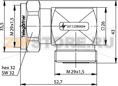Разъем HF, штекер DIN 7-16, 1 шт Telegärtner J01123C0004 