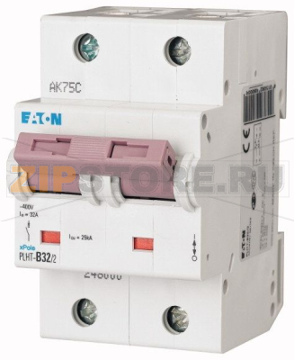 Выключатель автоматический 32А, кривая откл. D, 2 полюса, откл. способ. 25 кА Eaton PLHT-D32/2 
