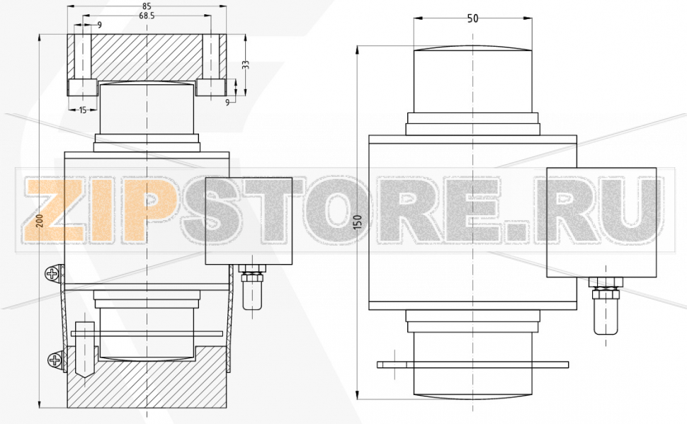 Тензодатчик с узлом встройки Keli ZSFL 10t 